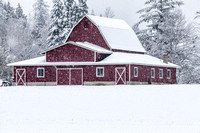 Red Barn in Snow, Sultan, Washington