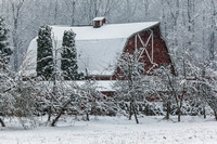 Red Barn in Snow, Sultan, Washington
