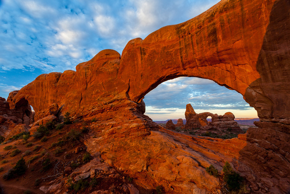 South Window and Turret Arch at Sunrise, Arches National Park